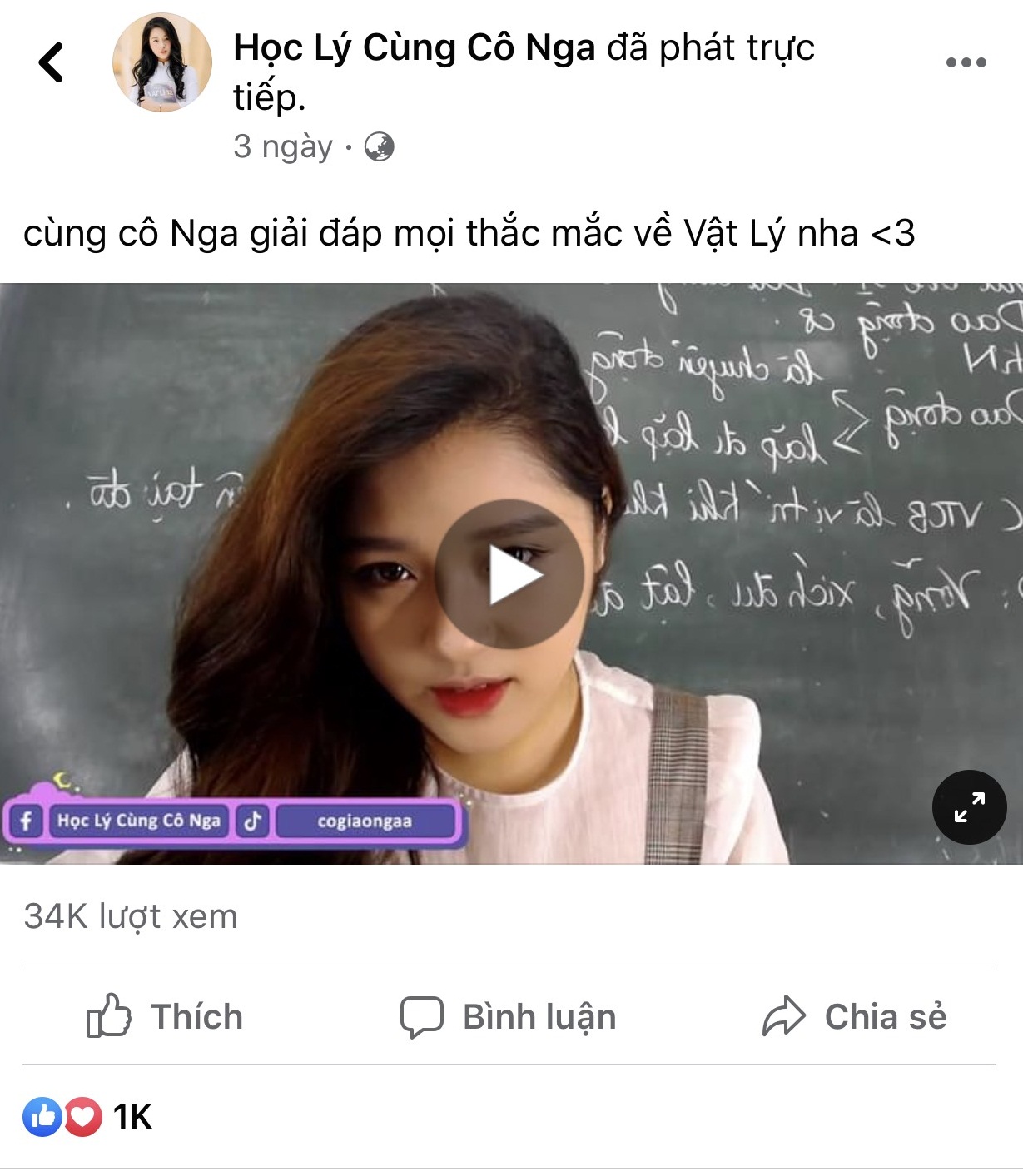 Cô giáo vật lý Thanh Nga gây sốt mạng xã hội trong buổi livestream đầu tiên